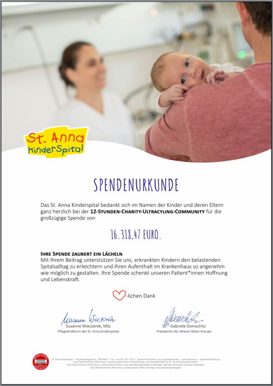 2026 St. Anna Kinderspital Spendenurkunde