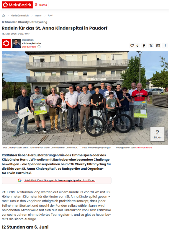 Charity Ultacycling 2026 - Gemeinde Paudorf