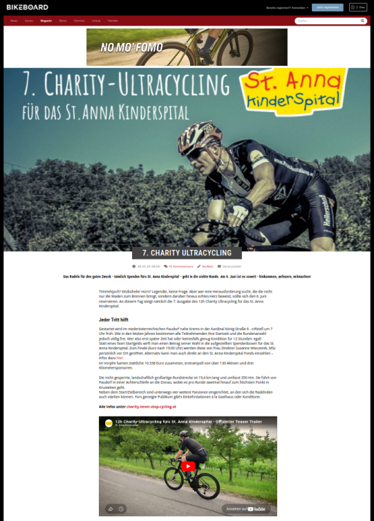 Charity Ultacycling 2026 - Gemeinde Paudorf