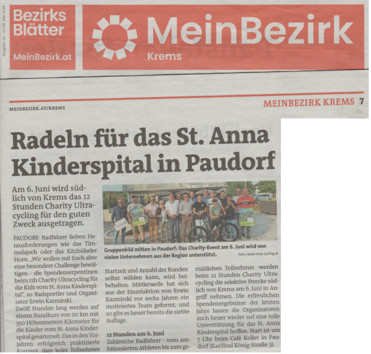 Charity Ultacycling 2026 - Gemeinde Paudorf