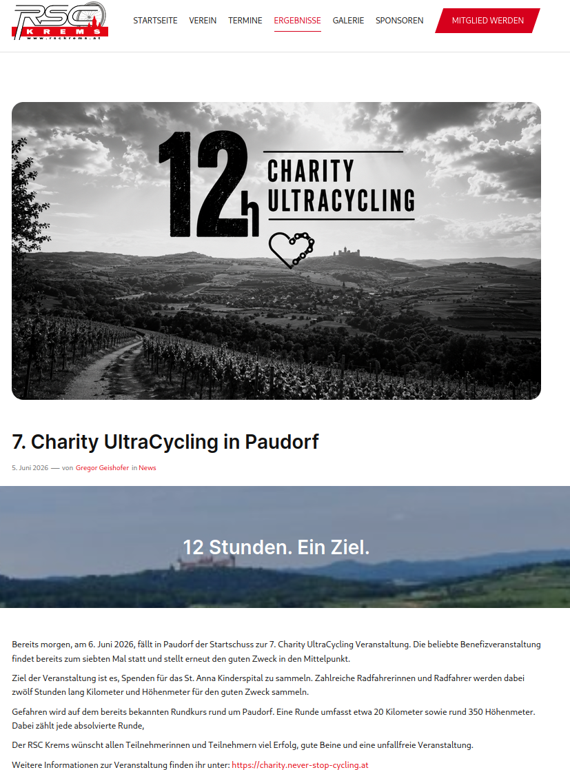 Charity Ultacycling 2026 - Gemeinde Paudorf