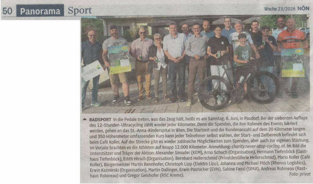Charity Ultacycling 2026 - Gemeinde Paudorf