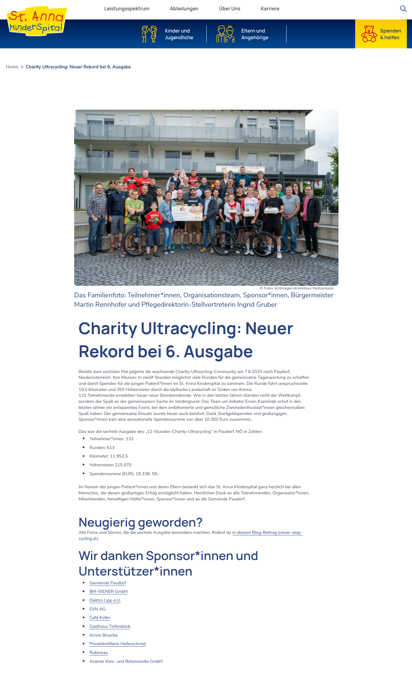 Charity Ultacycling 2025 - St. Anna Kinderspital