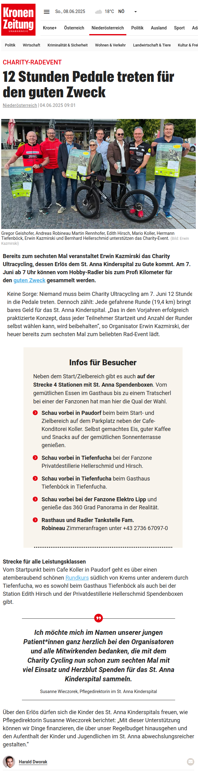 Charity Ultacycling 2025 - Kronenzeitung
