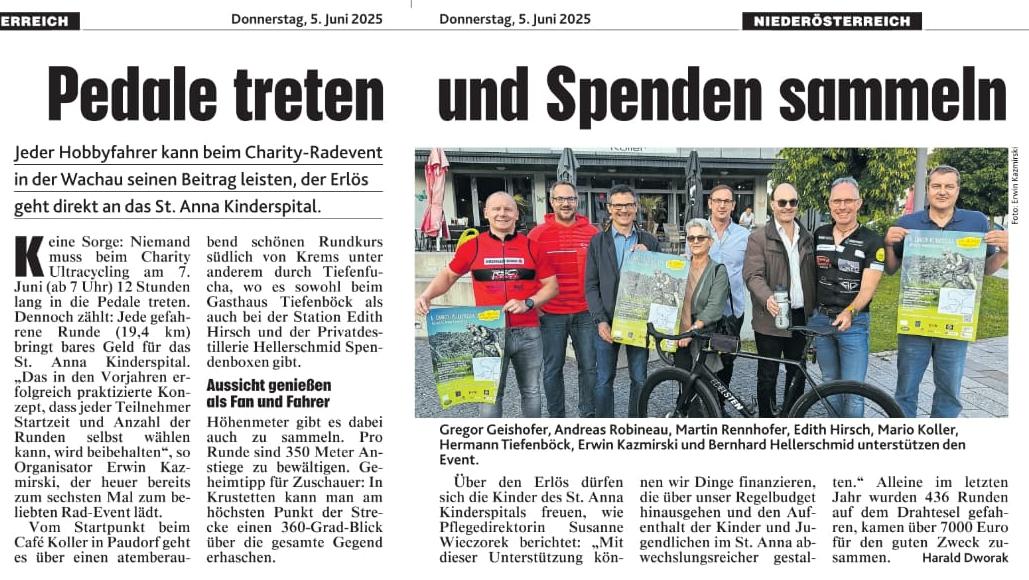 Charity Ultacycling 2025 - Kronenzeitung