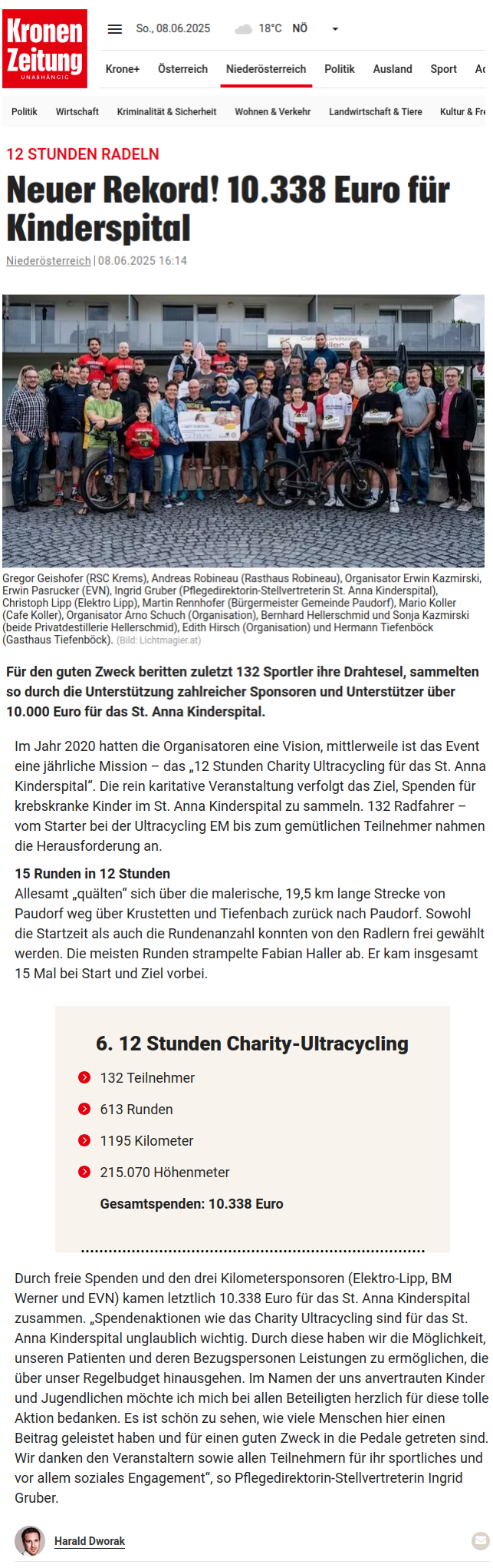 Charity Ultacycling 2025 - Kronenzeitung