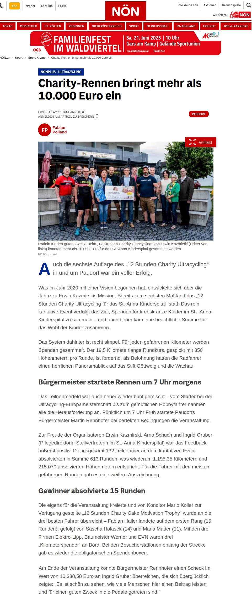 Charity Ultacycling 2025 - NÖN
